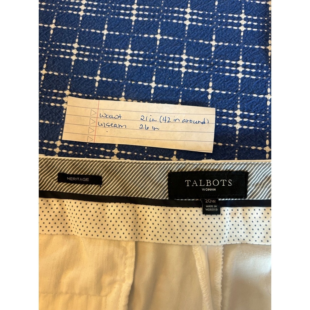 Talbots Woman Heritage White Cropped Chino Pants Plus Size 20W Stretch Cotton - Picture 3 of 4